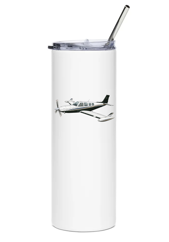 Beechcraft A36 Bonanza Turboprop Stainless Steel Water Tumbler with straw - 20oz