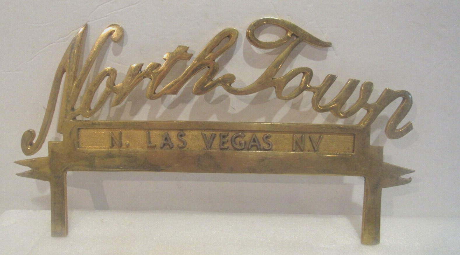 Vintage NORTH TOWN N Las Vegas NV Car Club Sold Brass Membership Window Sign