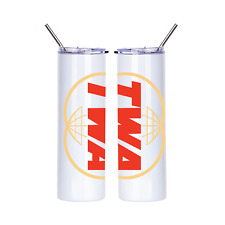 TWA Trans World Airlines Retro Logo Insulated 20oz Skinny Travel Tumbler Mug Cup picture
