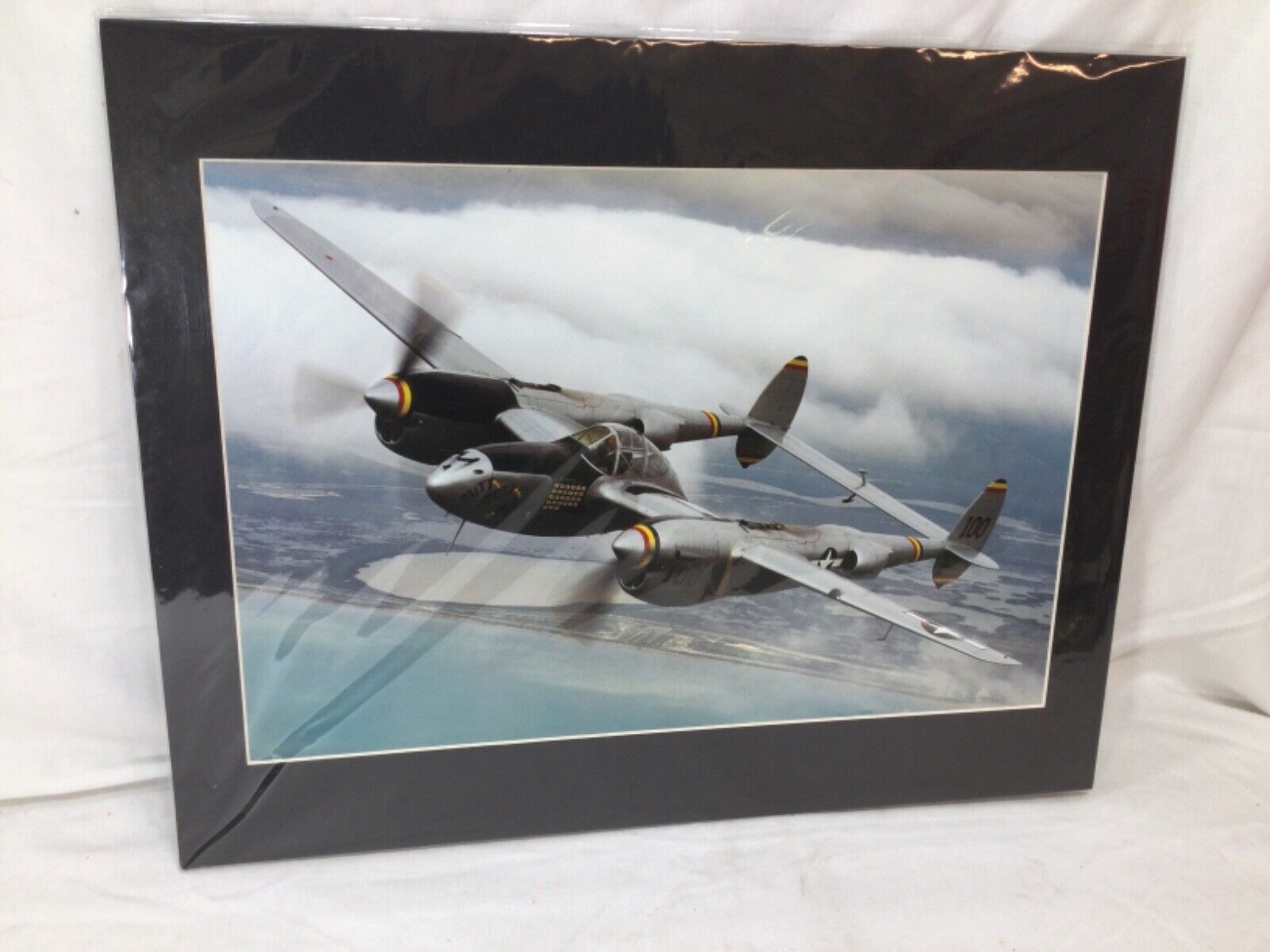 WWII US Army Air Corps Lockeed Martin P38 Lightning 16x20 Matted Picture Photo