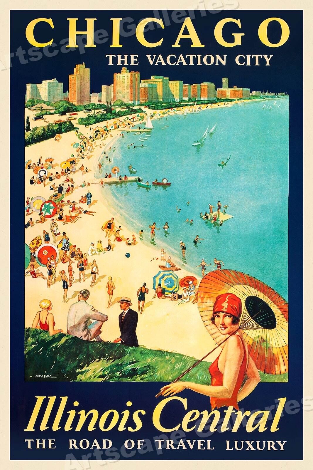 1929 Chicago the Vacation City Vintage Style Travel Poster - 24x36