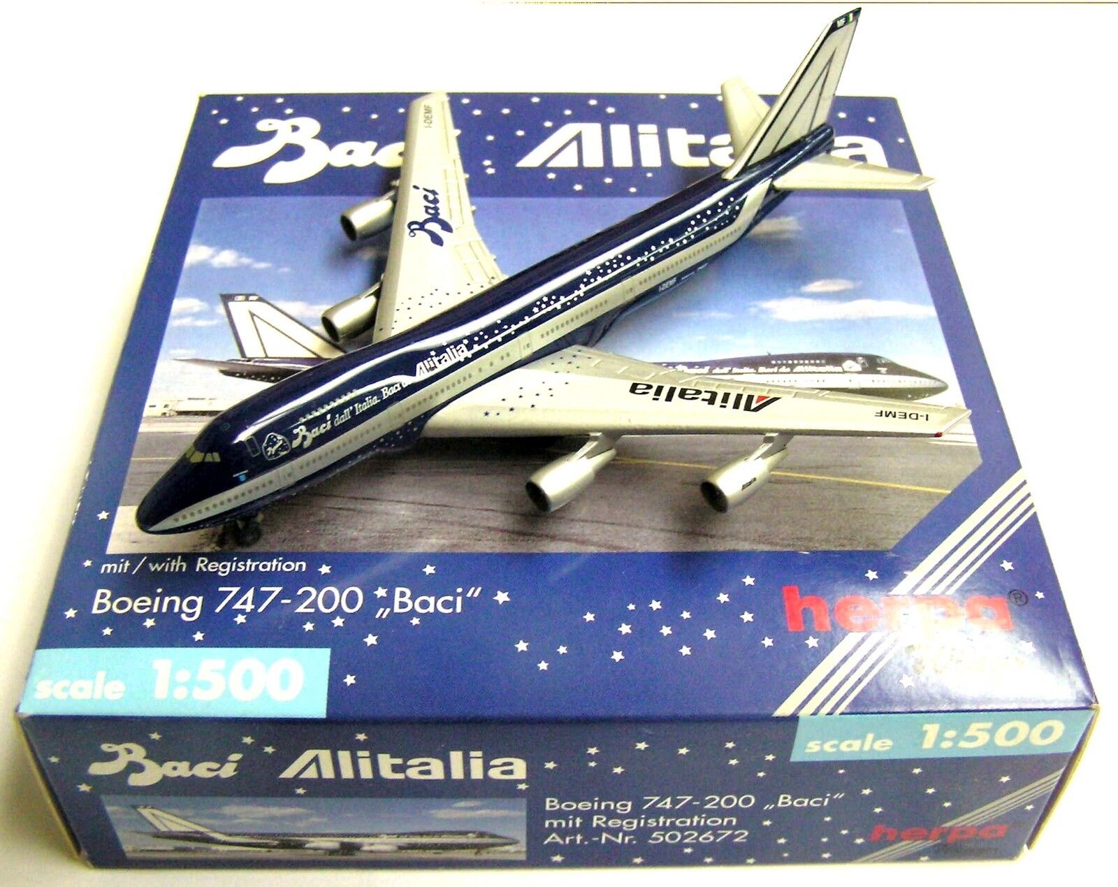 Herpa Wings 1:500 502672 Alitalia Boeing 747-200 I-DEMF \