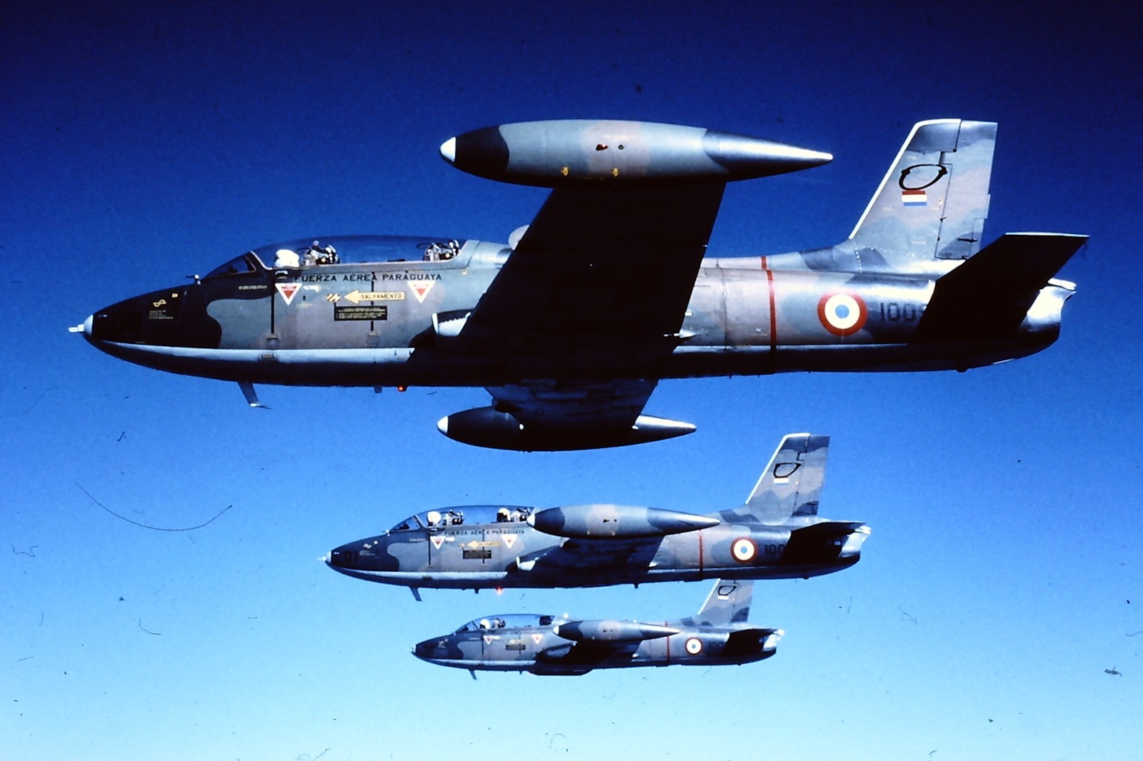 Paraguay AF, Aermacchi MB326, in flight, air to air, US Military aircraft slide Paraguay AF, Aermacchi MB326, in flight, air to air, US Military aircraft slide