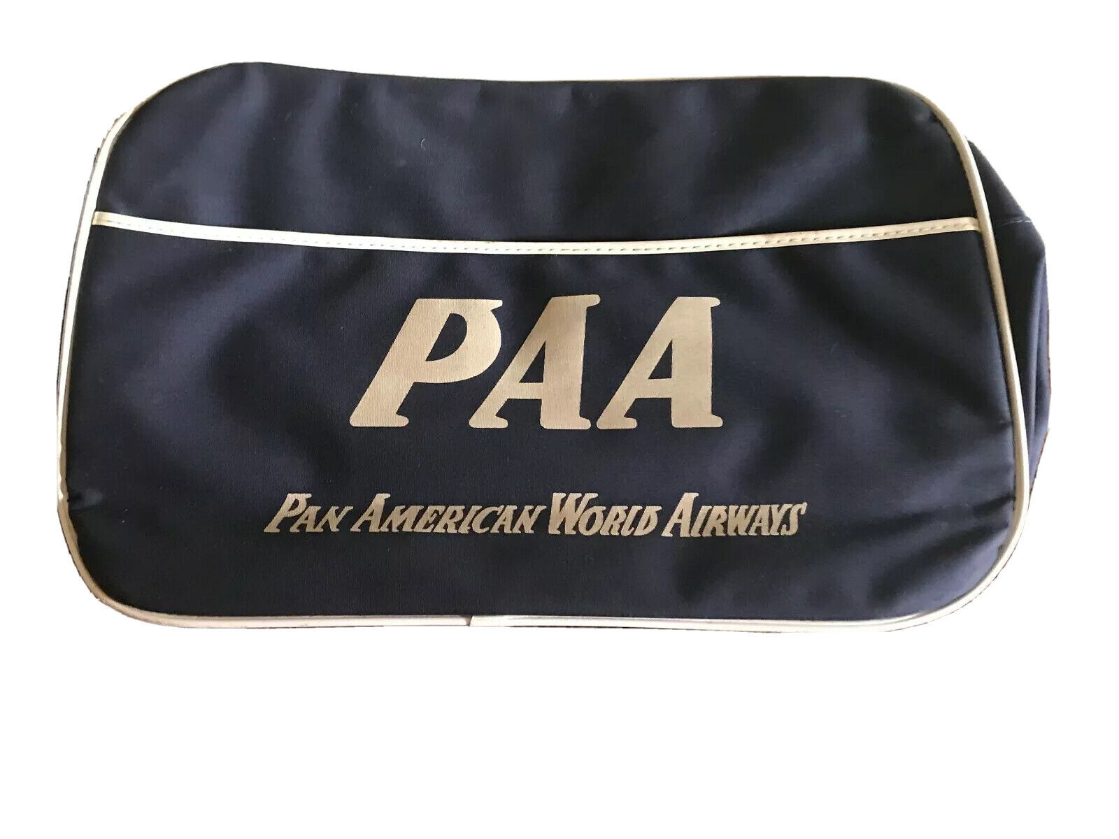 Vintage PAA Pan Am American World Airways Airline Carry On Flight Zipper Bag I8