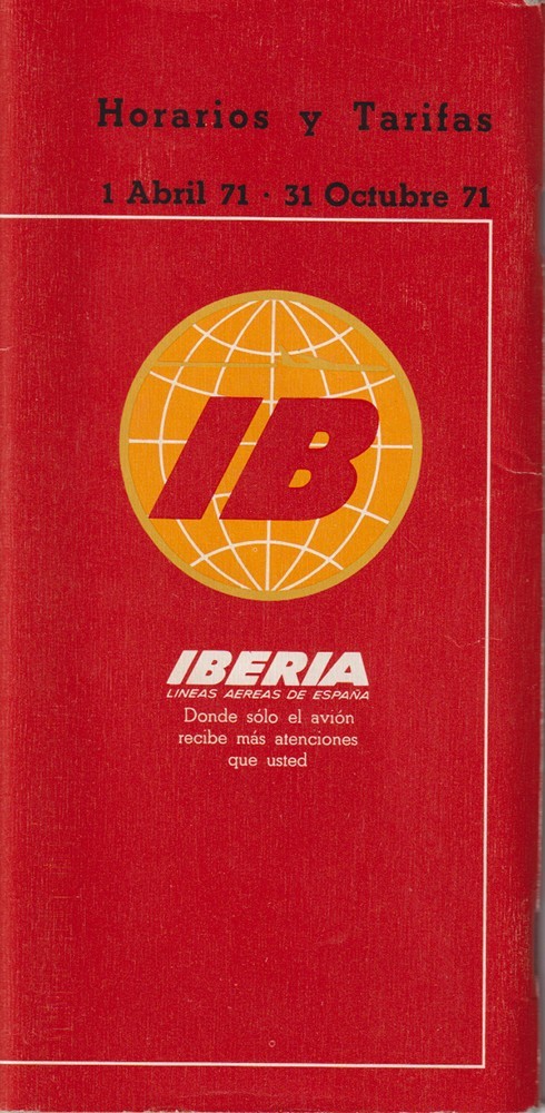 Iberia, Líneas Aéreas de España timetable 1971/04/01 Iberia, Líneas Aéreas de España timetable 1971/04/01