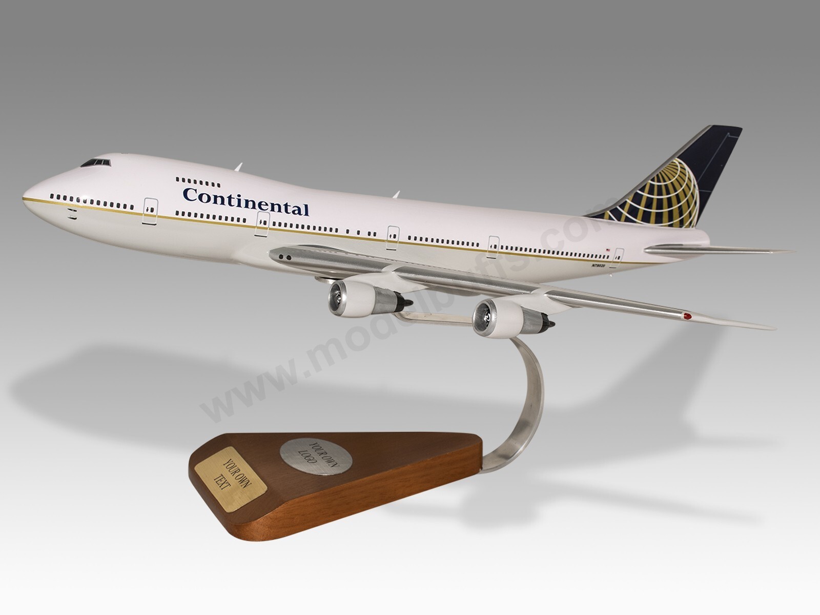 Boeing 747-200 Continental Desk Wood Airplane New Model Large Scale 1/150