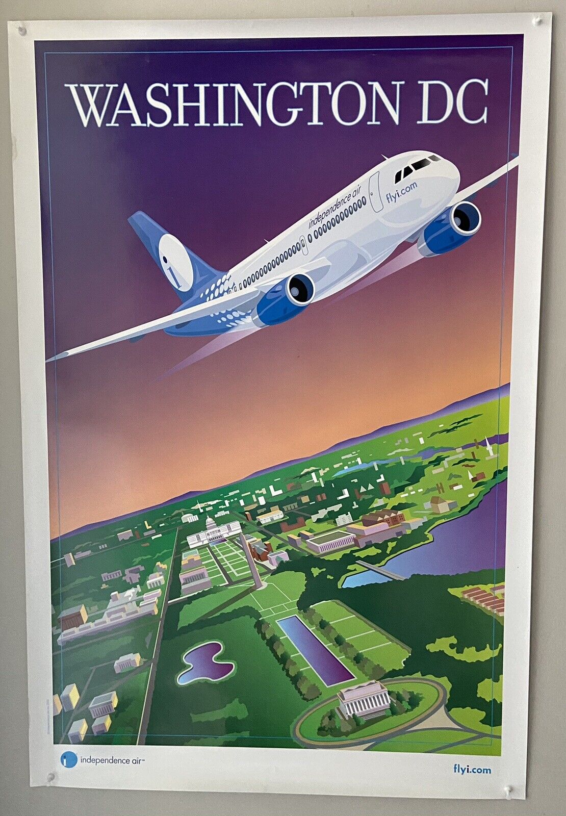 Out Of Business Independence Airlines  2005 Poster. Washington D.C.  20Lx13-1/2