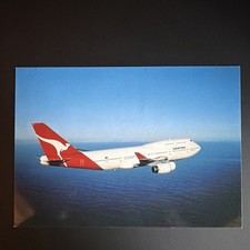 Qantas Boeing 747-438 Longreach Official Airline Postcard German Issue Vintage picture