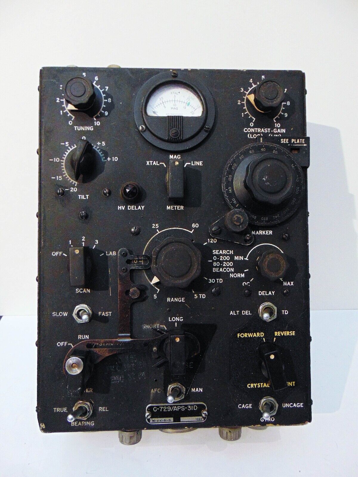 Navy AN/APS-31 Aircraft Radar Control Panel, AD Skyraider, P-2 Neptune, S-2, A-1