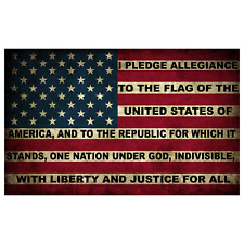 American Pledge of Allegiance Flag Sticker 5x3 Inch United States Retro Decal  picture