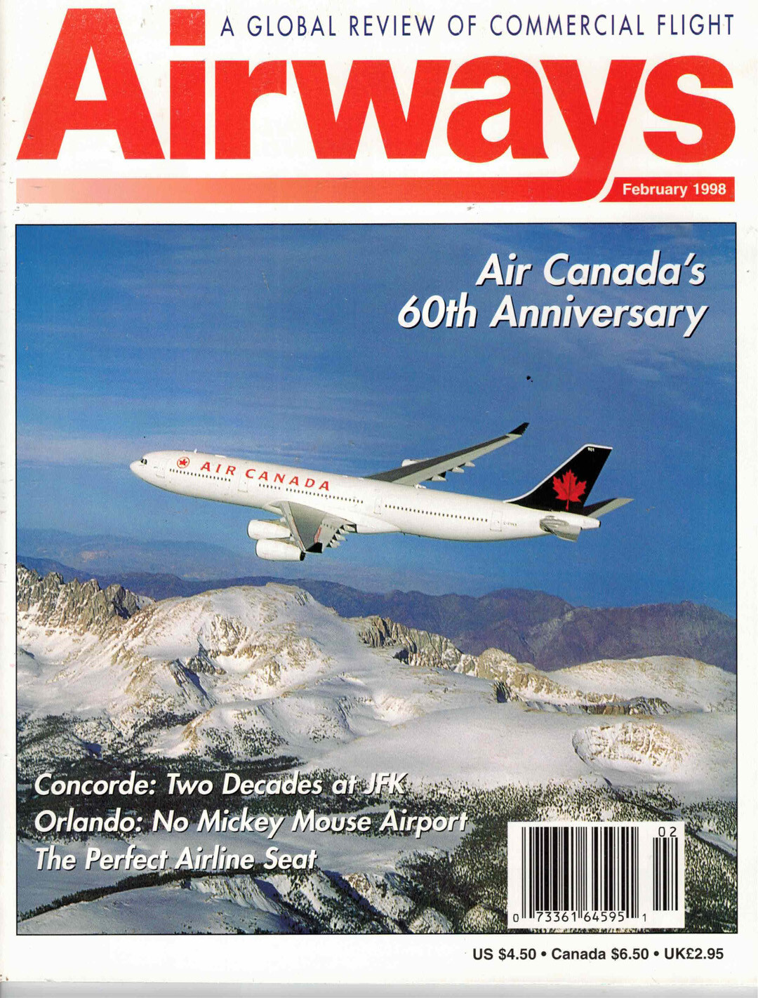 Airways Magazine Feburary 1998 - Air Canada Airbus A340-300 on the Cover Airways Magazine Feburary 1998 - Air Canada Airbus A340-300 on the Cover