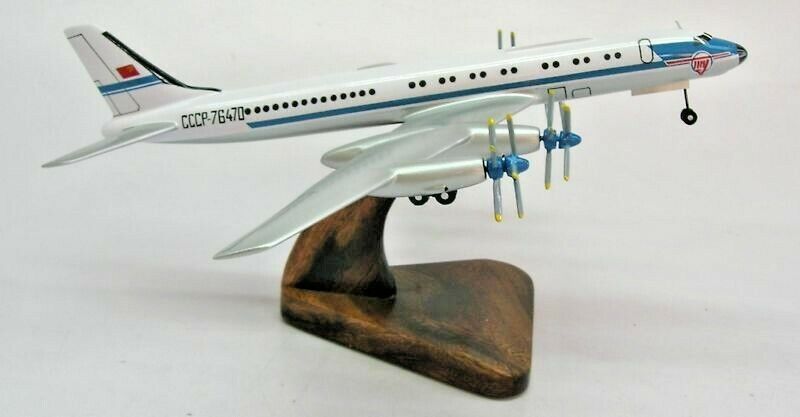 Tupolev TU-114 Airplane Wood Model Replica Small 