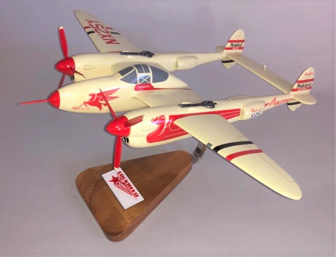 Mobil Gas Lockheed P-38 Lightning Reno Air Race Desk Top 1/32 Model SC Airplane