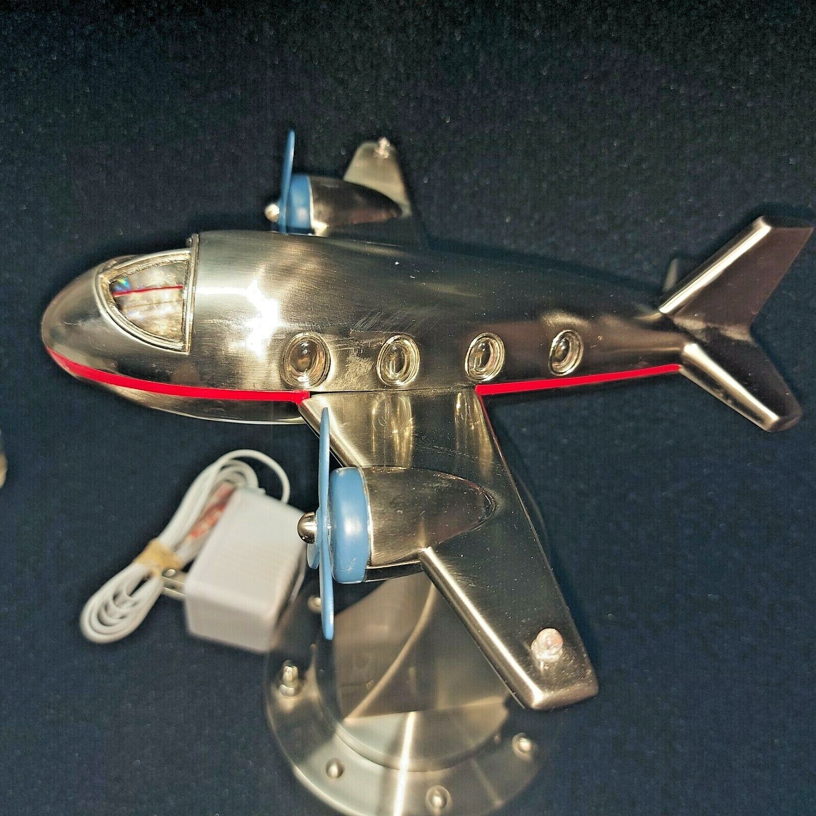 Chrome Airplane Desk Model Jet Stainless Steel Metal Plane Lights GREAT SHAPE