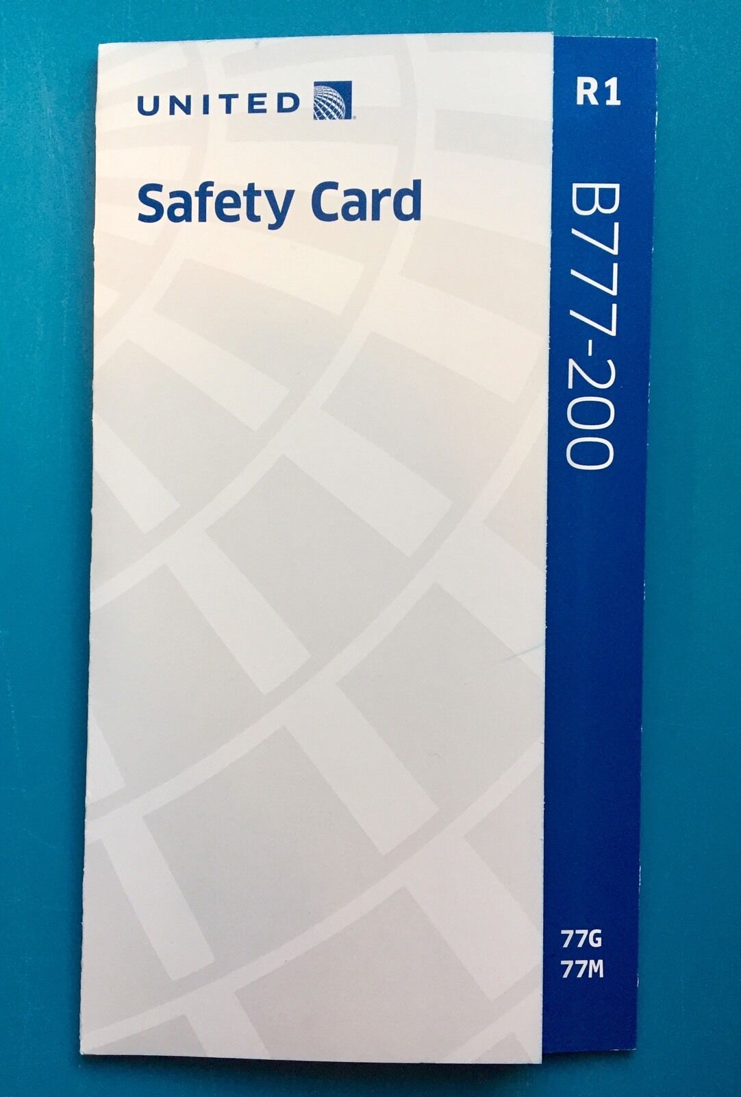 2016 UNITED AIRLINES SAFETY CARD--777-200M/G
