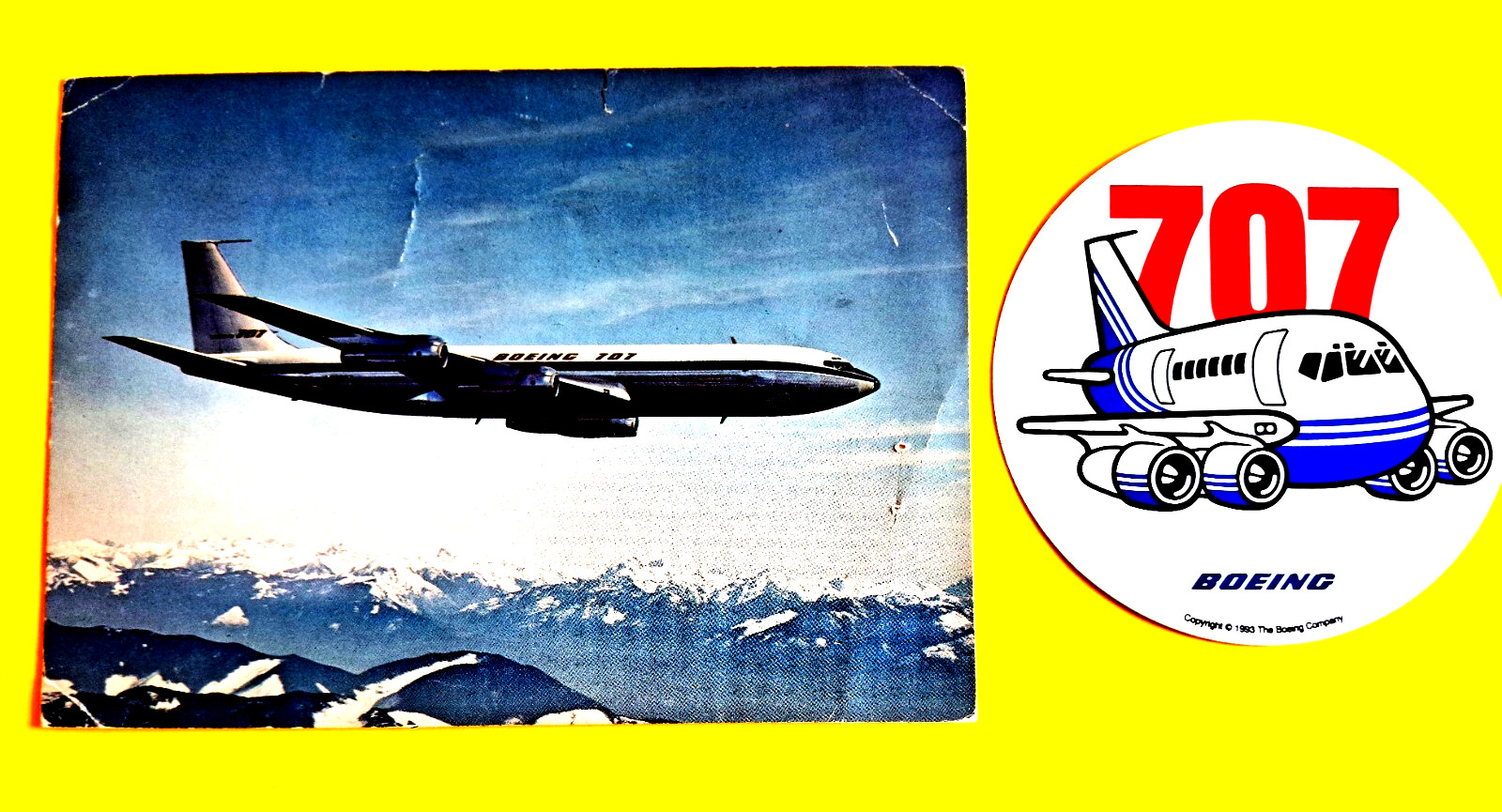 Boeing 707-320B Postcard Large size plus a Boeing 707 Sticker 4in Sticker