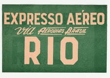 BRAZIL AEROVIAS BRASIL TO RIO DE JANEIRO VINTAGE AIRLINE AVIATION LUGGAGE LABEL picture