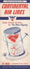 Continental Air Lines timetable 1952/11/02 picture