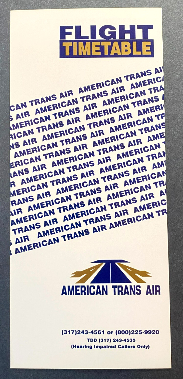 ATA American Trans Air MIDWAY Timetable Effective February 1, 1993