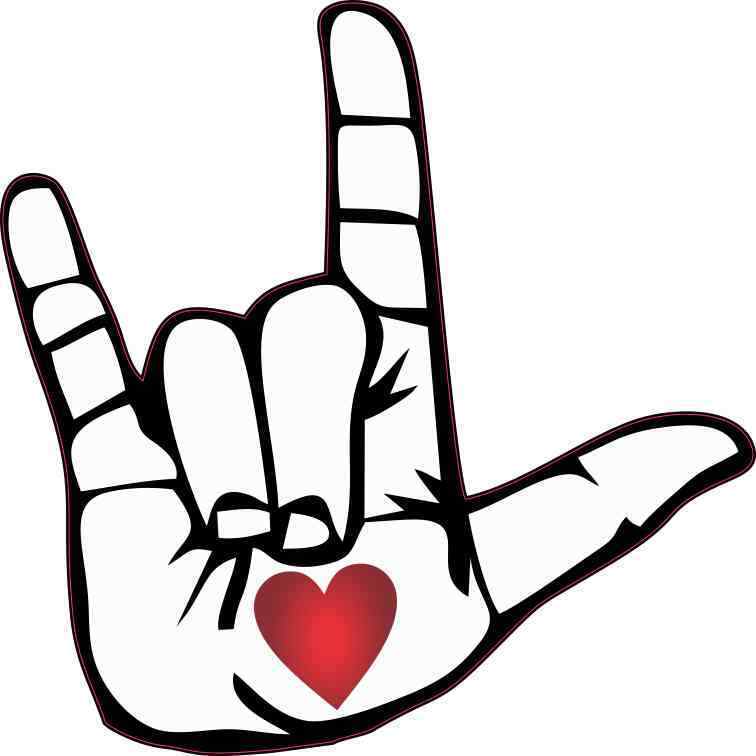 5in x 5in Heart Hand ASL I Love You Vinyl Sticker