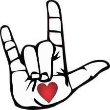 5in x 5in Heart Hand ASL I Love You Vinyl Sticker picture