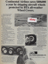 CONTINENTAL AIRLINES 1985 BTA WHEEL COVERS FOR BOEING 737-300 JETS AD picture