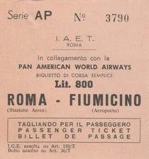 PANAM Airlines PAN American Local Italy Transfer Ticket 1964 Rome Fiumicino picture