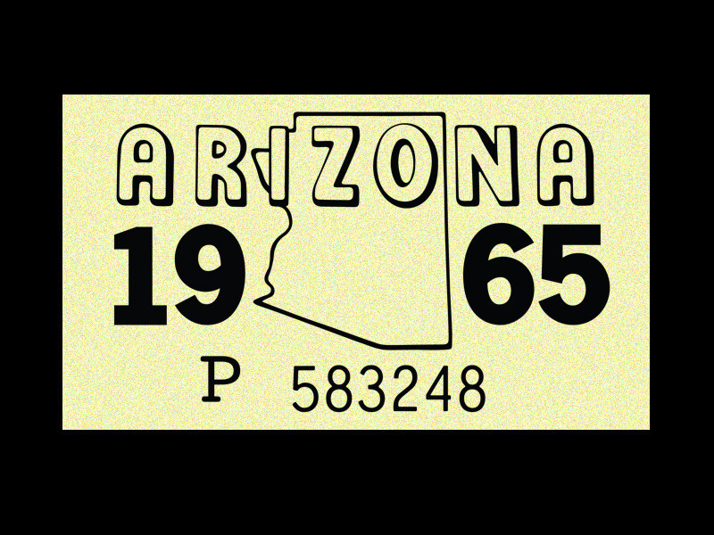 Arizona license plate registration sticker, 1965