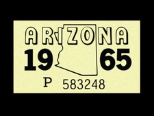 Arizona license plate registration sticker, 1965 picture