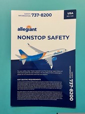 ALLEGIANT AIRLINES 737-800 SAFETY CARD—2025 picture
