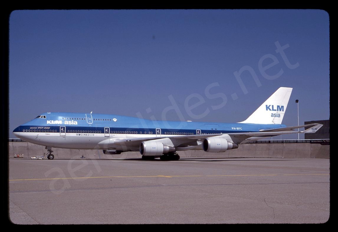 KLM asia Boeing 747-400M PH-BFC Jun 97 Kodachrome Slide/Dia C26