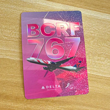 Delta BCRF 767 Boeing 767-400ER Aircraft Model Collectible Card Pink picture