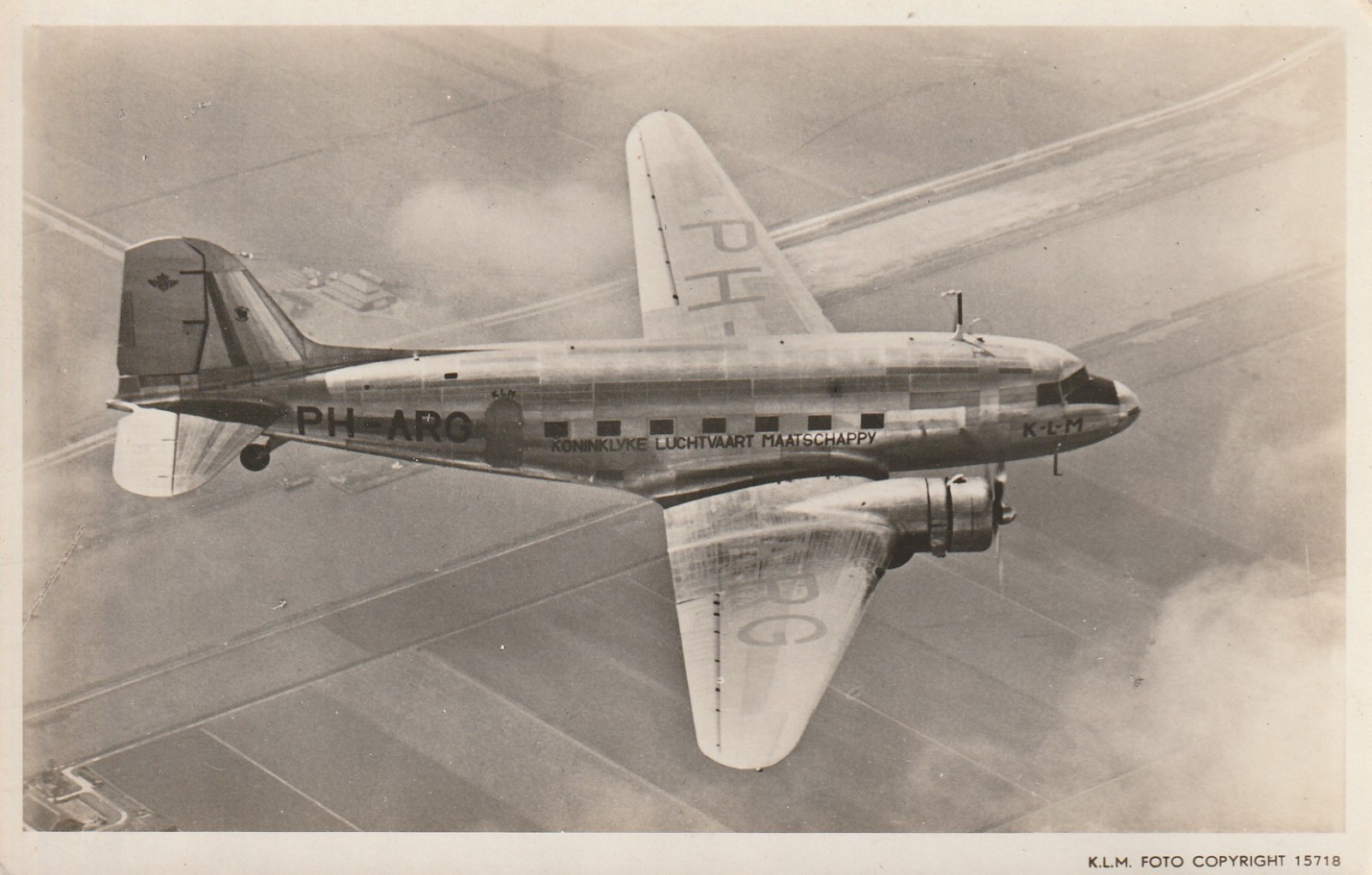 vintage rppc KLM K.L.M. Royal Dutch Airlines Douglas dc-3 aircraft vintage rppc KLM K.L.M. Royal Dutch Airlines Douglas dc-3 aircraft
