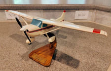 Vintage Large Hand Crafted Cessna Aerobat 152 Trainer Airplane Desk Top Model picture