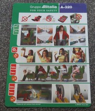 Gruppo Alitalia Airbus A320 Airline Safety Card 2001 picture