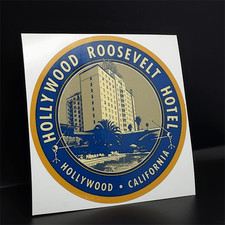 Roosevelt Hotel Hollywood, Old Style Travel Decal / Vinyl Sticker, Luggage Label picture