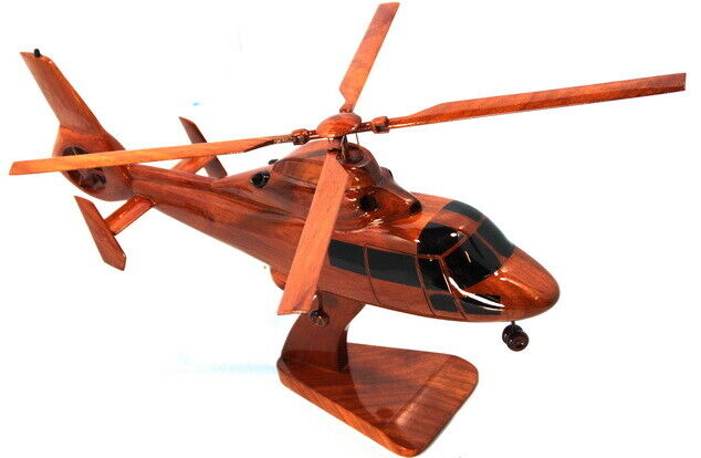 HH65 Dauphin HELICOPTER MODEL Mahogany NATURAL WOOD