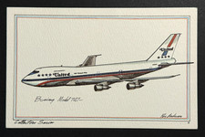 United Airlines Boeing 747-100 Artist Rendering Aircraft Postcard picture