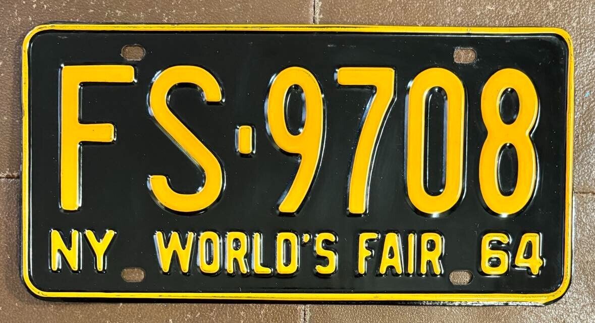 New York 1964 WORLD\'S FAIR License Plate MINT - SUPERB QUALITY # FS-9708