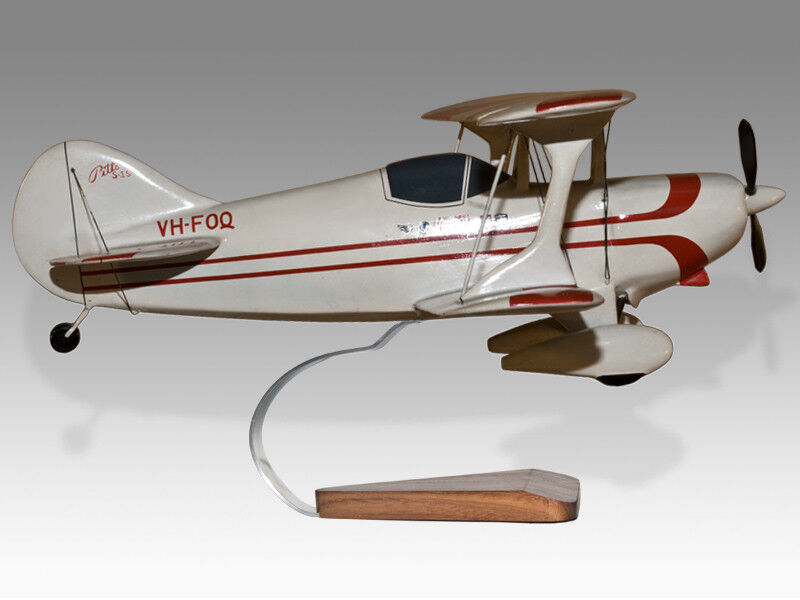 Pitts S-1S Special VH-FOQ Solid Mahogany Wood Replica Airplane Desktop Model 