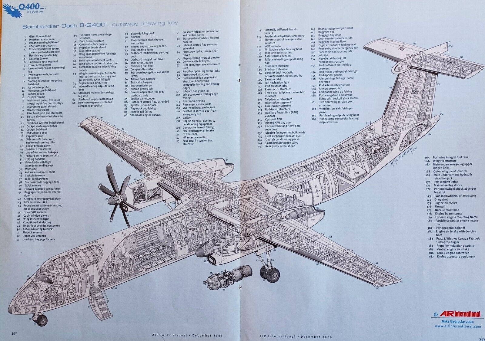 BOMBARDIER DASH 8 Q400 Cutaway photo print, Measures 2 page 8 1/2in x 12.