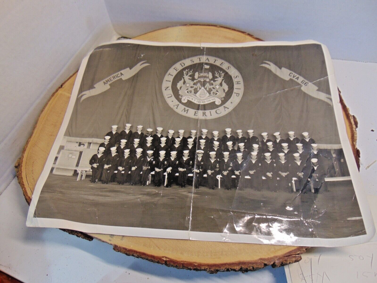 Vintage Photo USS America CVA-66 Sailors Crew Group Photo