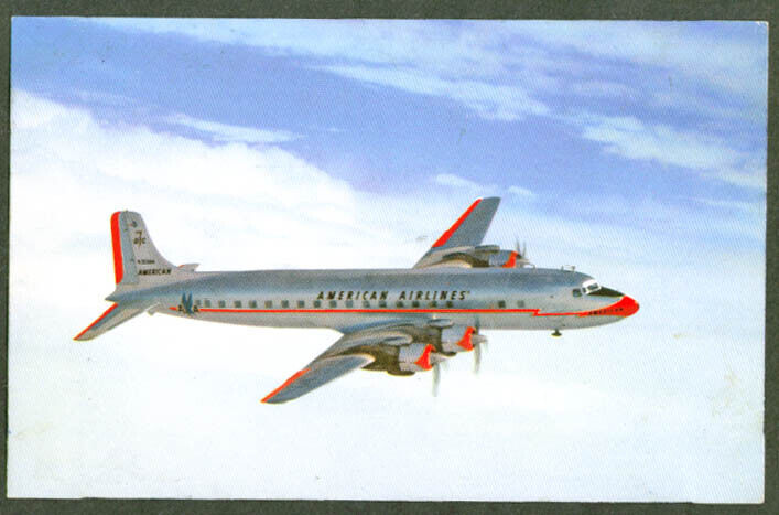 American Airlines Douglas DC-7 airliner postcard 1950s