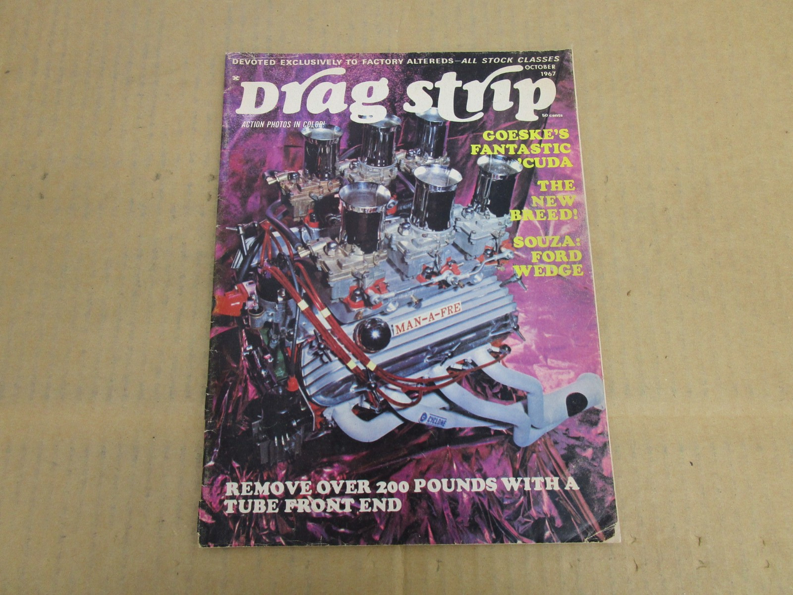 DRAG STRIP magazine October 1967 Pontiac Firebird Falcon Chrysler article