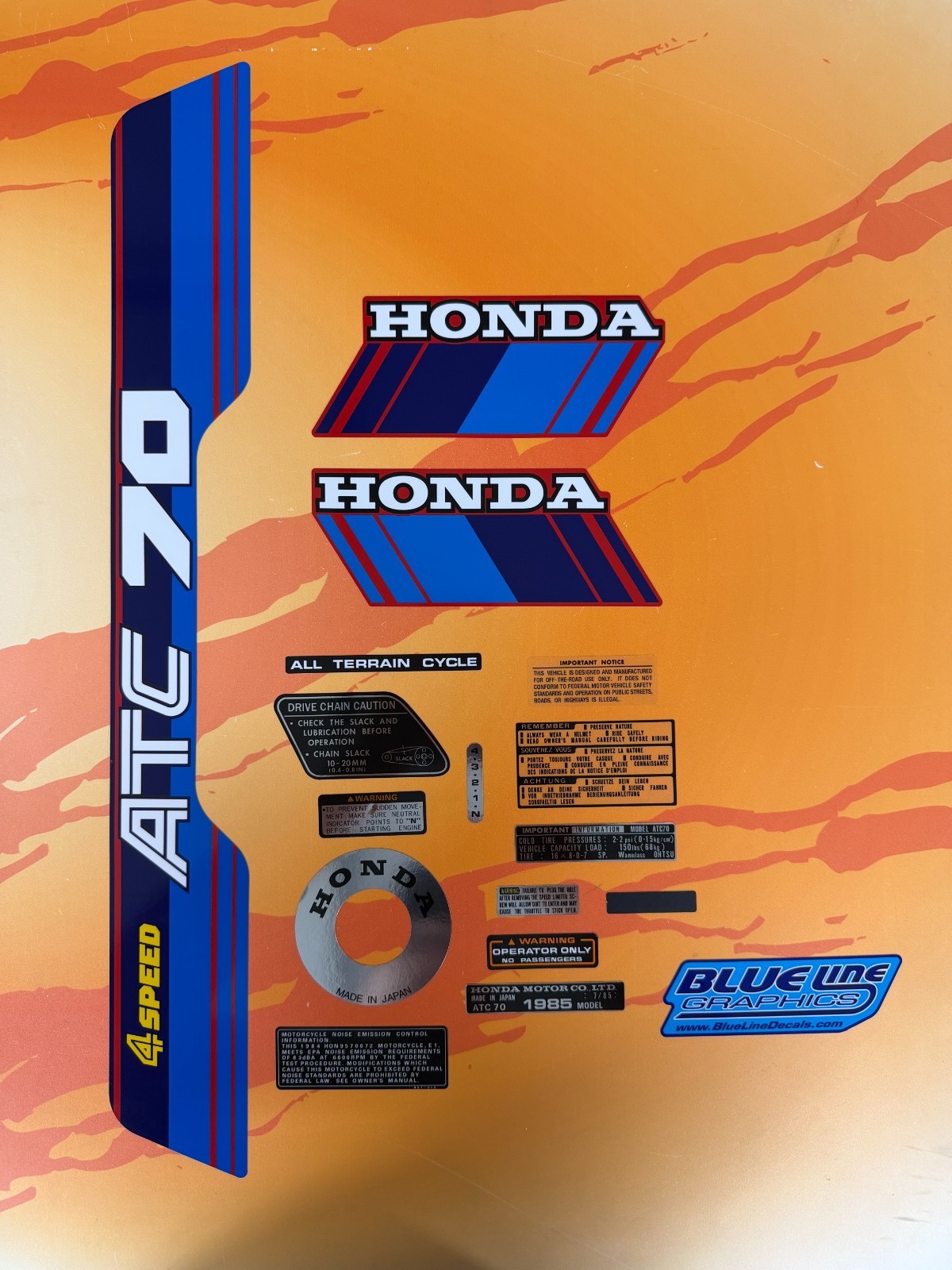 1985 ATC70 Complete Decal Kit ATC 70 Stickers 85