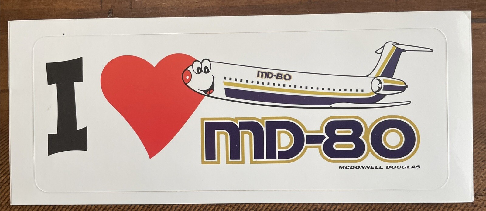 McDonnell Douglas - I ❤ MD-80 Vintage Bumper Sticker McDonnell Douglas - I ❤ MD-80 Vintage Bumper Sticker