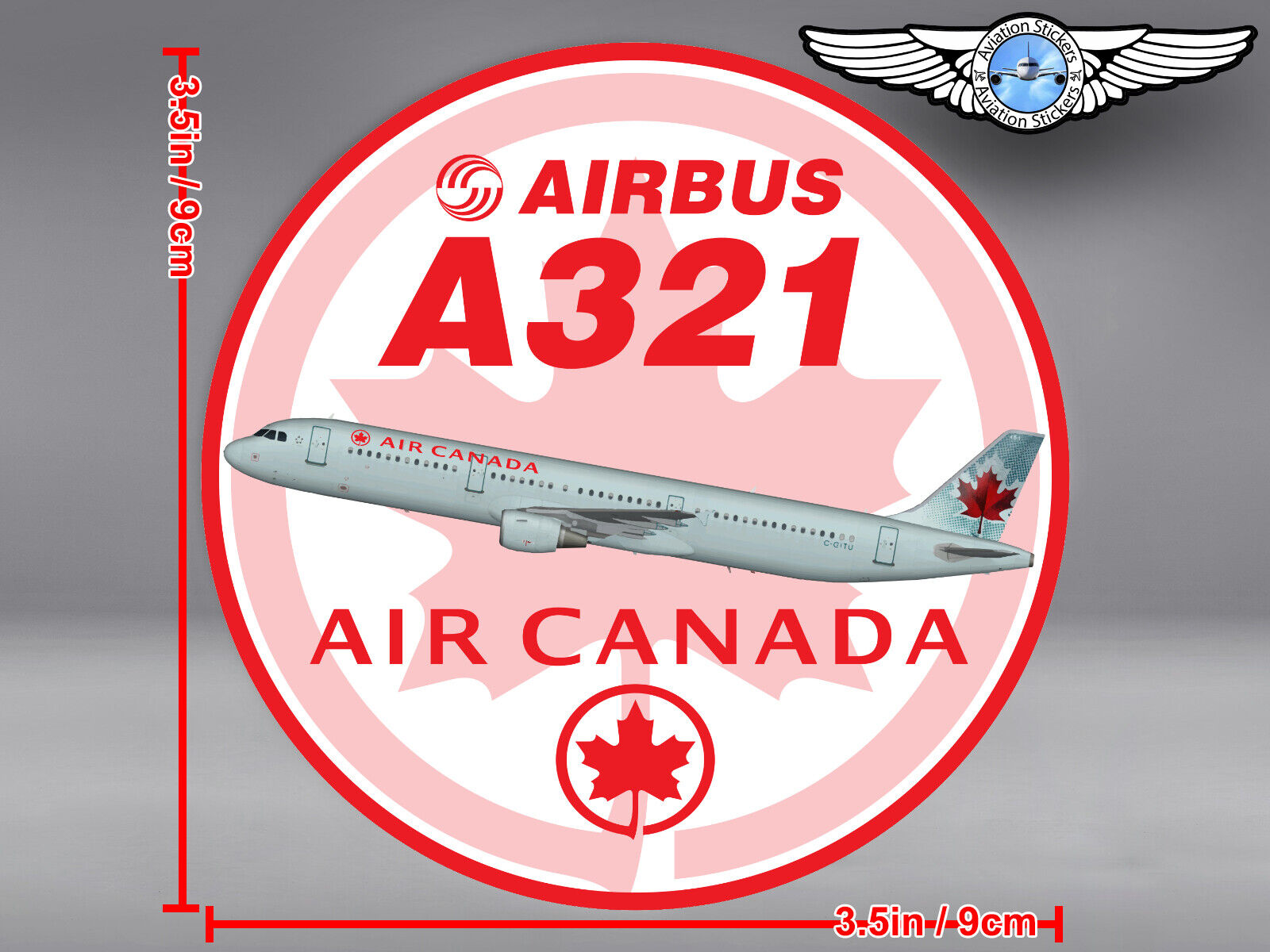 AIR CANADA AIRBUS A321 A 321 ROUND DECAL / STICKER