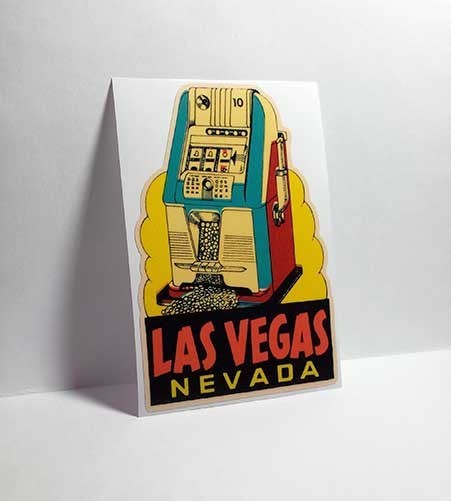 Las Vegas Slot Machine Vintage Style Travel Decal / Vinyl Sticker, Luggage Label Las Vegas Slot Machine Vintage Style Travel Decal / Vinyl Sticker, Luggage Label