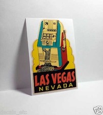 Las Vegas Slot Machine Vintage Style Travel Decal / Vinyl Sticker, Luggage Label picture