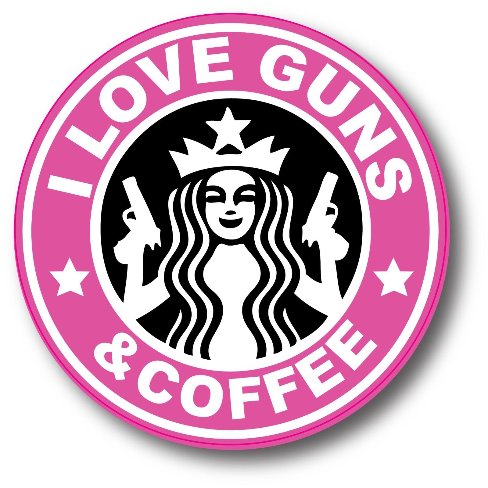 PINK I Love Guns And Coffee Fits YETI Car Bumper Vinyl Sticker Decal 3